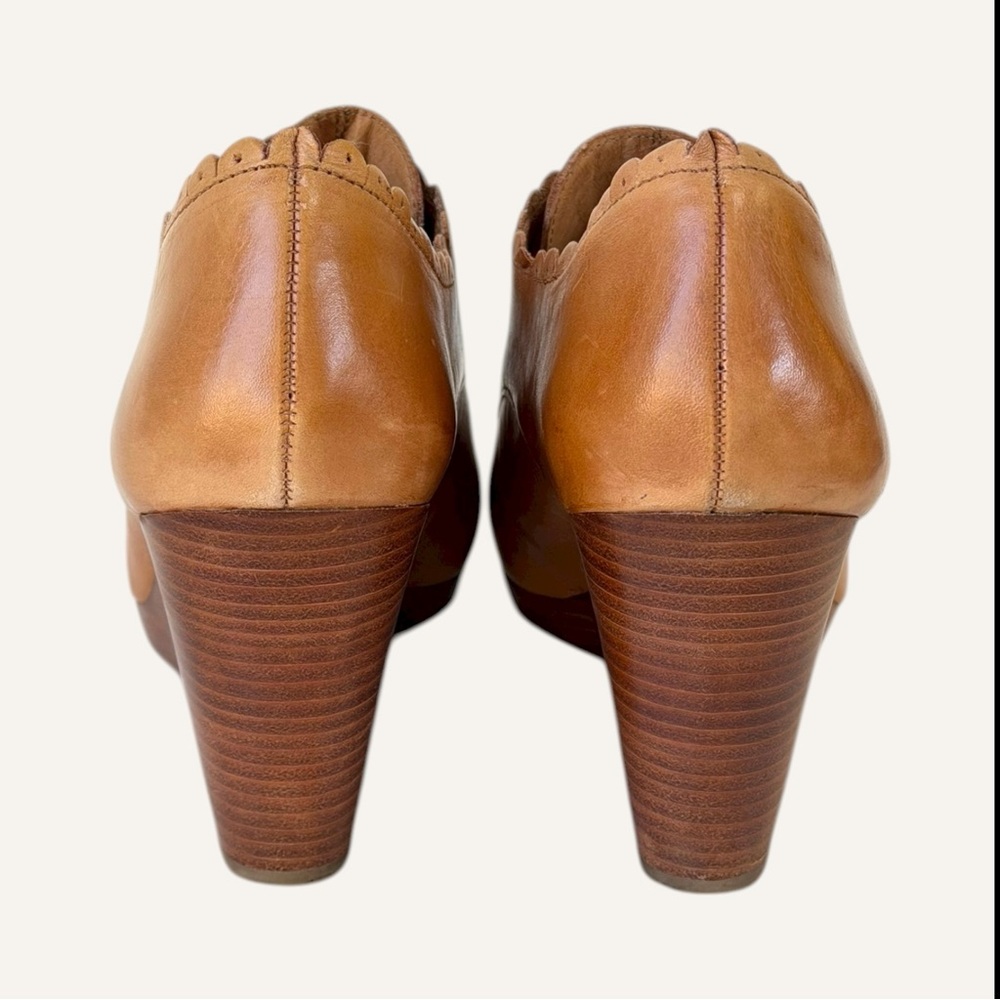 Jack‎ Rogers Olivia Scalloped Wedge Oxford Shoes Cognac Size 8.5 - Picture 8 of 11